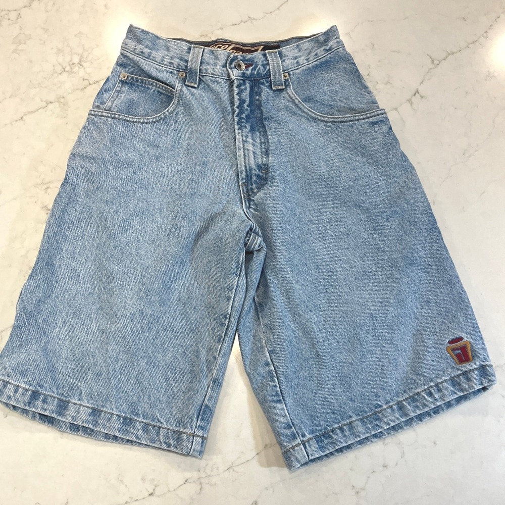 JNCO Jean Shorts Jorts Mens 28 Light Wash Blue Cotton Vtg Basic Four USA Skater
